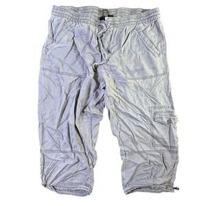 Lane Bryant Plus Size 14/16 Gray Lyocell Capri Cargo Pants Drawstring Elastic